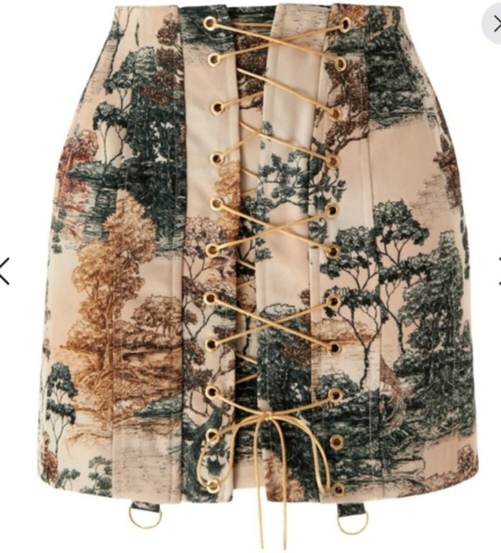 La Musa Tuscany Blue Skirt - Porcelain 2026 Collection - Size M - Corset Mini